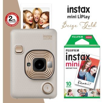 Fujifilm İnstax Mini Liplay Şipşak Mini Full HD Kompakt Dijital Fotoğraf Makinesi Gold + 10 Adet Fotoğraf Filmi