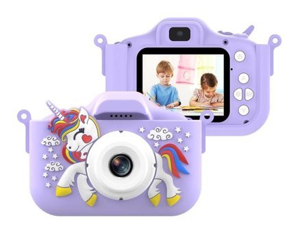Vkemall 48 MP Sevimli Unicorn Mini Full HD Kompakt Dijital Fotoğraf Makinesi Mor