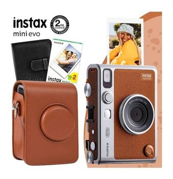 Fujifilm İnstax Mini Evo Şipşak Mini Full HD Kompakt Dijital Fotoğraf Makinesi Kahverengi + 20 Adet Fotoğraf Filmi