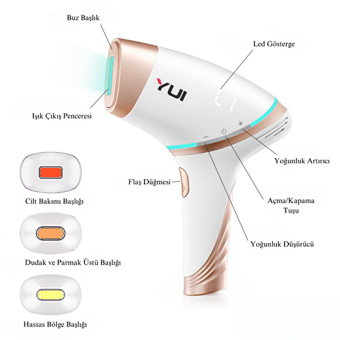 Yui Iplv15 Pro 900000 Atımlı Yüz Koltuk Altı Genital Bölge Tüm Vücut İçin 4 Başlıklı Buzlu IPL Lazer Epilasyon Aleti