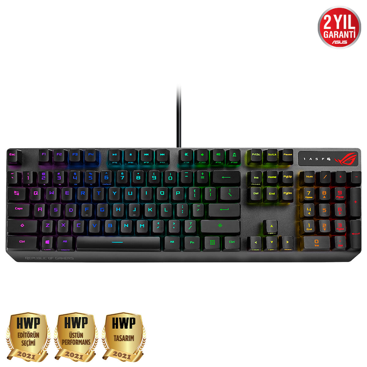 Asus Rog Strıx Scope Rx Türkçe Q RGB 104 Tuşlu Blue Kablolu Siyah Mekanik Gaming Klavye