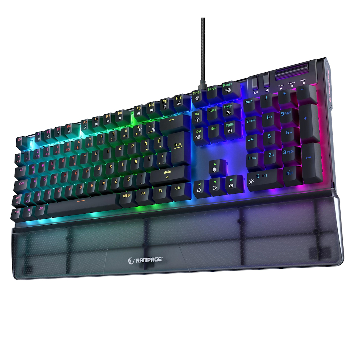 Rampage Carbon Türkçe Q RGB 105 Tuşlu Blue Kablolu Siyah Mekanik Gaming Klavye