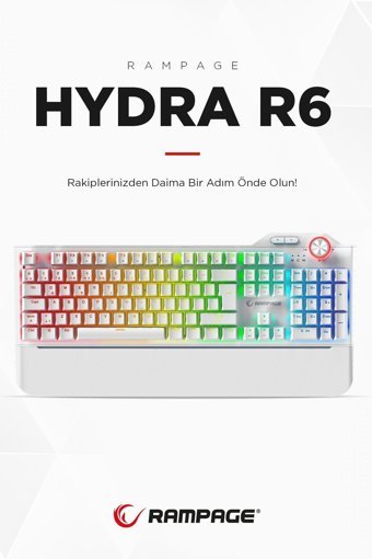 Rampage Hydra R6 Türkçe Q RGB 105 Tuşlu Blue Kablolu Siyah Mekanik Gaming Klavye