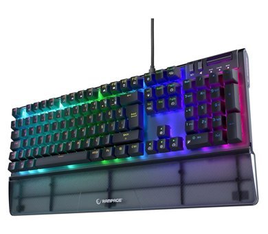 Rampage Bilek Destekli Türkçe Q RGB Blue Kablolu Siyah Mekanik Gaming Klavye
