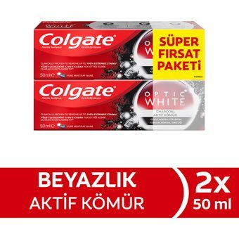 Colgate Optic White Kömürlü Florürlü Diş Macunu 2x50 ml