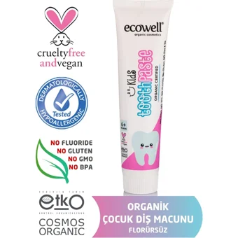Ecowell Karadut Özlü Organik Florürsüz 6+ Ay Çocuk Diş Macunu 75 gr