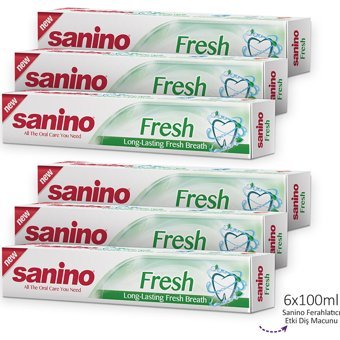 Sanino Ferahlatıcı Etki Florürsüz Diş Macunu 6x100 ml