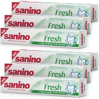 Sanino Ferahlatıcı Etki Florürsüz Diş Macunu 6x100 ml