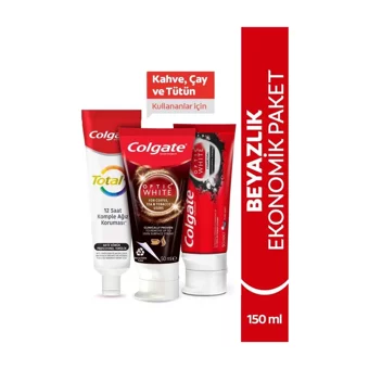 Colgate Optic White Organik Florürlü Diş Macunu 2x50 ml + Total Profesyonel Kömürlü Diş Macunu 50 ml