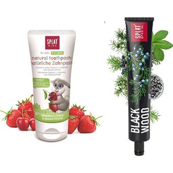 Splat Blackwood Çilekli ve Kirazlı Florürsüz 2-6 Yaş Çocuk Diş Macunu 50 ml + Blackwood Diş Macunu 75 ml