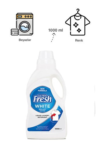 Ultra Fresh Brillant Beyazlar İçin 16 Yıkama Sıvı Deterjan 1 lt