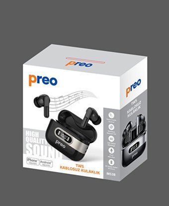 Preo Ms38 Android & iOS Uyumlu 5.4 Silikonlu Kablosuz Kulak İçi Bluetooth Kulaklık Siyah