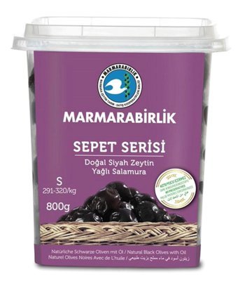 Marmarabirlik Sepet Serisi Tuzlu Salamura Yağlı Siyah Zeytin Kutu 800 gr