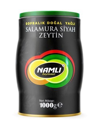 Namlı Tuzlu Salamura Gemlik Siyah Zeytin Teneke 1 kg