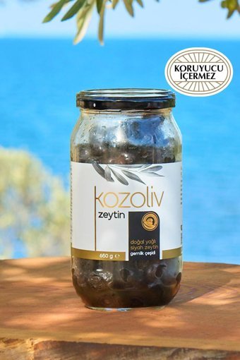 Kozoliv Tuzlu Gemlik Siyah Zeytin Kavanoz 650 gr