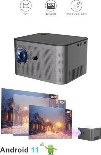 Torima HY350 4K Android Wifi 300 ANSI Taşınabilir LED Projeksiyon Cihazı