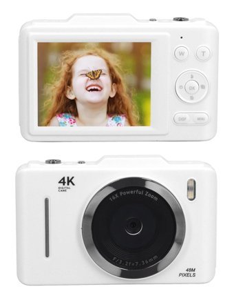 Vbestlife 4K 48 MP Kompakt Dijital Fotoğraf Makinesi Beyaz