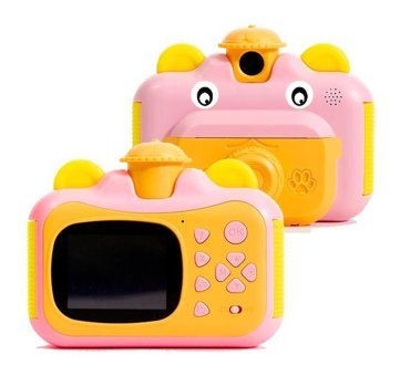 Ikkb Mini Full HD Kopmakt Çocuk Dijital Fotoğraf Makinesi Sarı-Pembe
