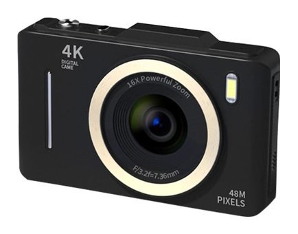 Hallow 4K 48 MP Kompakt Dijital Fotoğraf Makinesi Siyah Gold