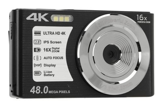 Amonıda Full HD 48 MP Kompakt Dijital Fotoğraf Makinesi Siyah