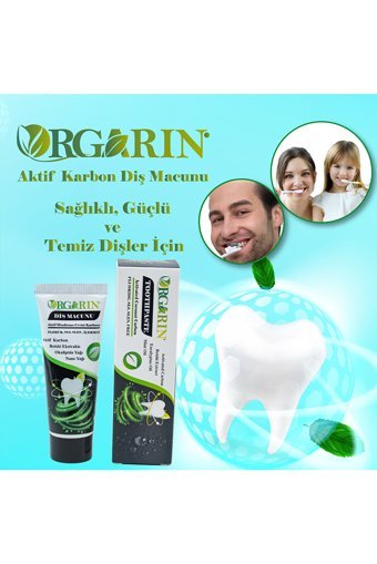 Orgarin Aktif Karbonlu Organik Florürsüz Diş Macunu 75 ml