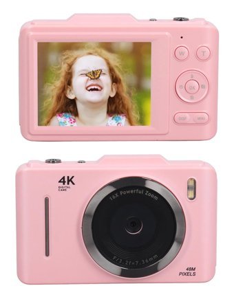 Vbestlife 4K Kompakt Dijital Fotoğraf Makinesi Pembe