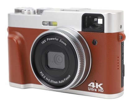 Tonysa 4K 48 MP Kompakt Dijital Fotoğraf Makinesi Kahverengi