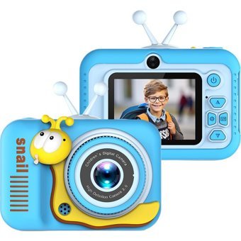 Fairy Mini Full HD Kompakt Sevimli Salyangoz Çocuk Dijital Fotoğraf Makinesi Mavi