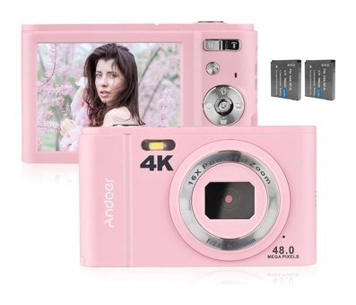 Andoer 4K Kopmakt Dijital Fotoğraf Makinesi Pembe