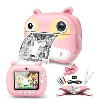Hallow Mini Full HD 12 MP Kompakt Çocuk Dijital Fotoğraf Makinesi Pembe