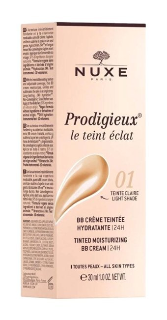 Nuxe Prodigieux Tinted 01 Tüm Ciltler İçin Su Bazlı Işıltılı BB Krem Açık Ton