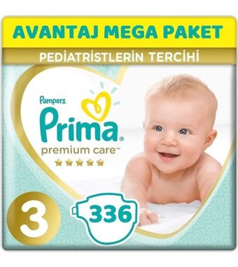 Prima Avantaj Mega Paket 3 Numara Yıkanabilir Göbek Oyuntulu Göbek Oyuntulu Cırtlı Bebek Bezi 336'lı
