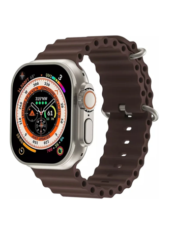 Rabbit Store Watch 8 Ultra Android GPS 49 mm Silikon Kordon Oval Unisex Akıllı Saat Kahverengi