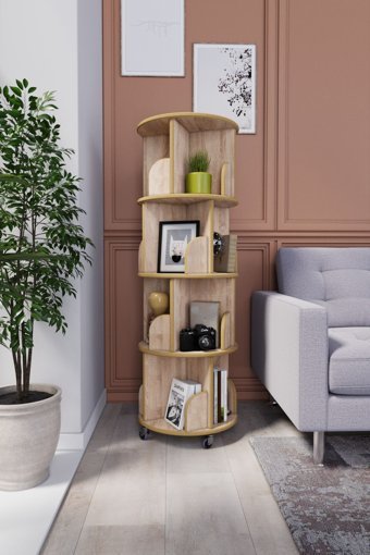 Zeo Wood Design Dekoratif 16 Bölmeli 16 Raflı Suntalam 133x45 cm Sonoma Kitaplık