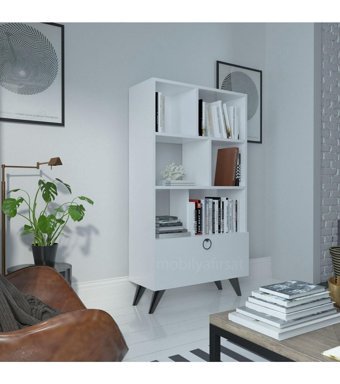 Myniture Home & Living Festival 6 Bölmeli 6 Raflı Ahşap 105x90x30 cm Beyaz Kitaplık