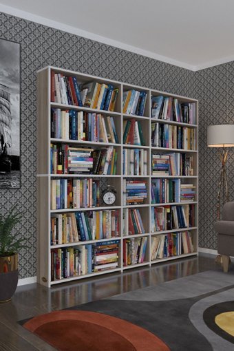 Kenzlife Süper Ga 3 Bölmeli 6 Raflı Suntalam 180x200x19 cm Tori Kitaplık