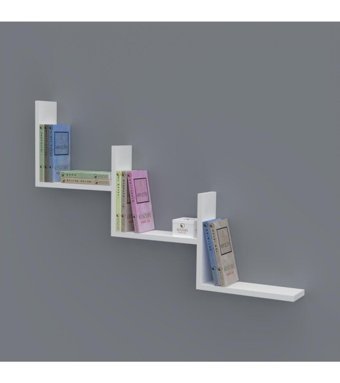 Kenzlife Günan 3 Bölmeli 3 Raflı Suntalam 60x90x20 cm Beyaz Kitaplık