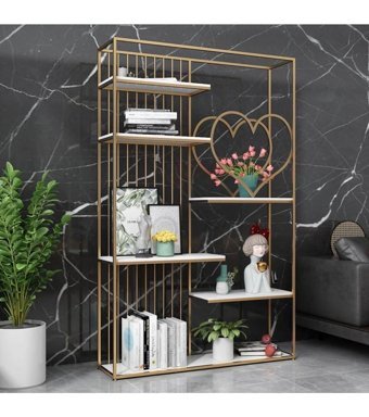 Larissa Design Dekoratif 6 Bölmeli 6 Raflı Metal 170 cm Gold Kitaplık