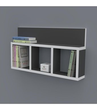 Kenzlife Hayal 4 Bölmeli 2 Raflı Suntalam 30x60x20 cm Gri Kitaplık