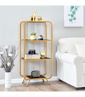 Larissa Design Dekoratif 3 Bölmeli 3 Raflı Gold Kitaplık