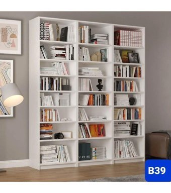 Bengi Mobilya B39 24 Bölmeli 24 Raflı Ahşap 190x130x30 cm Beyaz Kitaplık