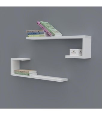Kenzlife Kayra 2 Bölmeli 2 Raflı Suntalam 15x60x20 cm Beyaz Kitaplık