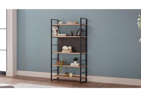 Bellona Paul XL 5 Bölmeli 5 Raflı Ahşap 160x86x35 cm Siyah Kitaplık