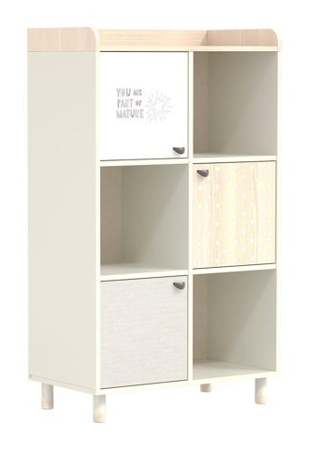 Kelebek Natural 6 Bölmeli 6 Raflı Suntalam 169x129x30 cm Beyaz Kitaplık