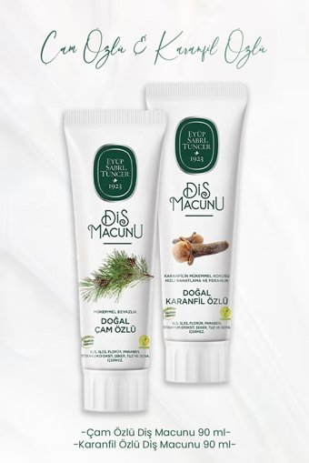 Eyüp Sabri Tuncer Çam Özü Organik Florürsüz Diş Macunu 90 ml + Karanfil Özlü Diş Macunu 90 ml
