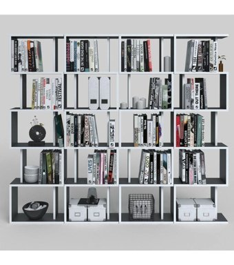 Kenzlife Diba4 20 Bölmeli 20 Raflı Suntalam 129x160x19 cm Gri Kitaplık