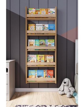 Zeo Wood Design Montessori 5 Bölmeli 5 Raflı Mdf 154x60 cm Kahverengi Kitaplık