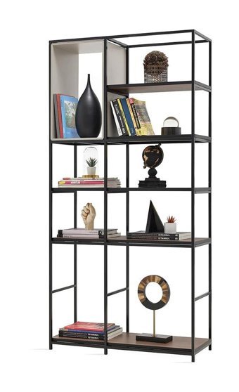 Enza Home Hampton 9 Bölmeli 9 Raflı Suntalam 190x93 cm Gri Kitaplık