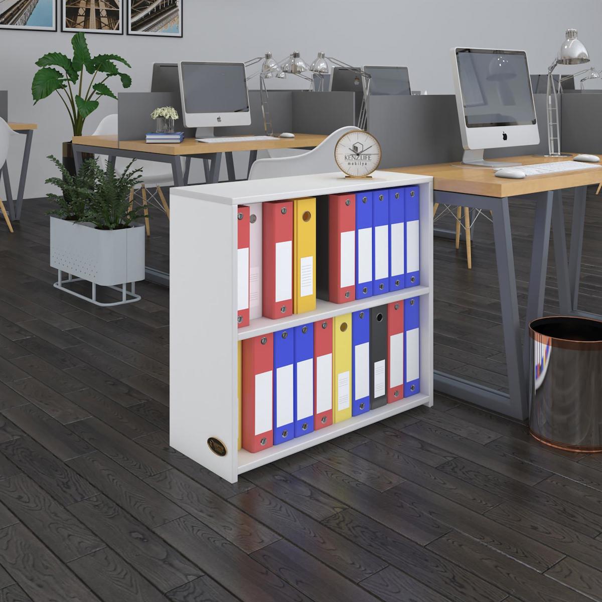 Kenzlife Burutay 2 Bölmeli 2 Raflı Suntalam 70x80x30 cm Beyaz Kitaplık