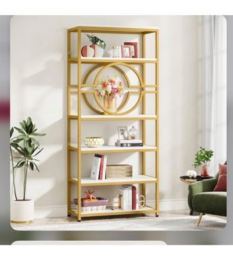 Larissa Design Dekoratif 6 Bölmeli 6 Raflı Gold Kitaplık